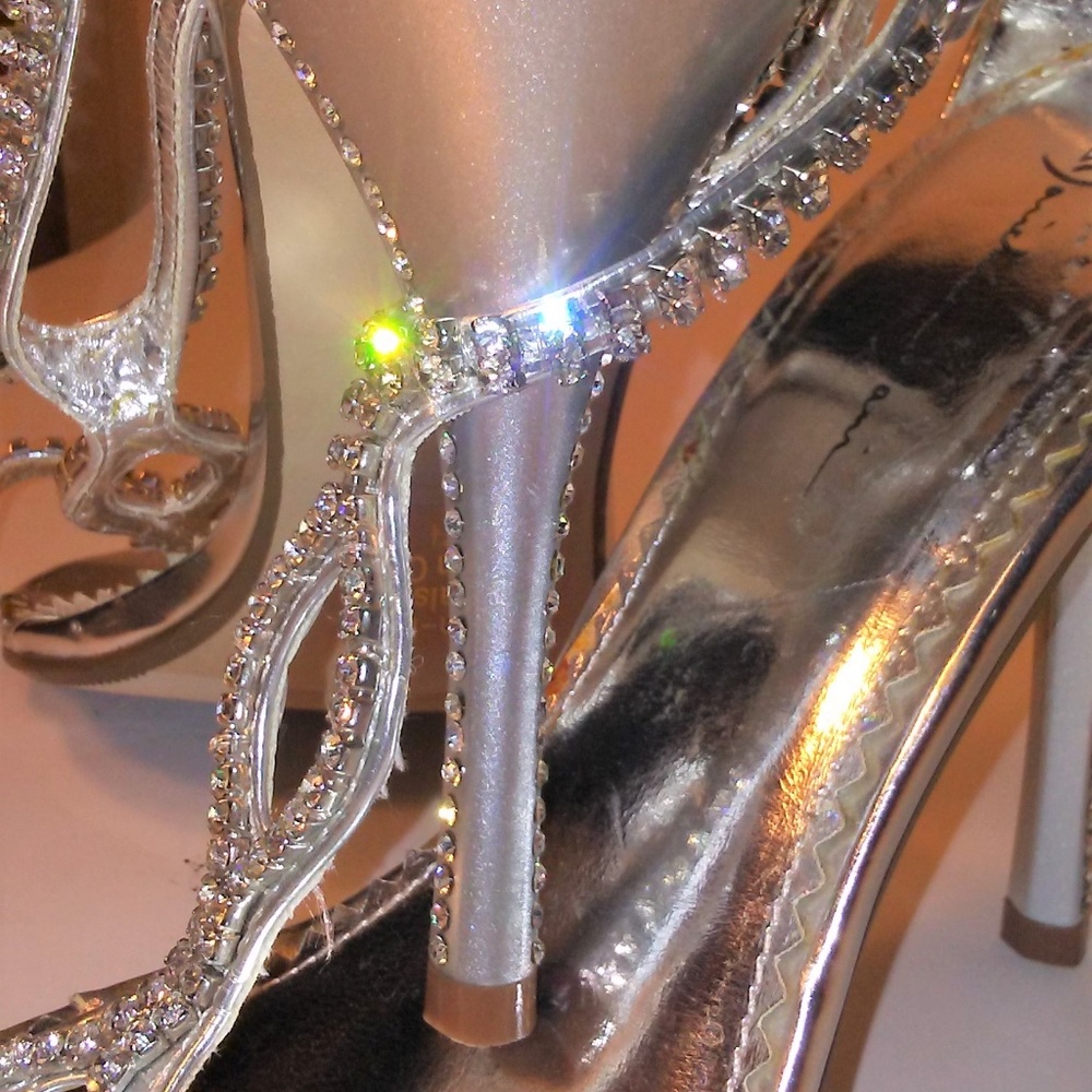 Marichi Mani Strap, Sexy, Bling Silver Heels